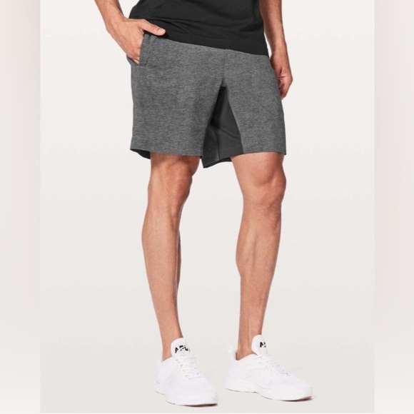 Lululemon T.H.E. Short *Linerless 9” Heathered Texture Printed Grey Deep Coal - Picture 1 of 13